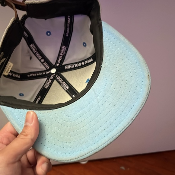 PINK+DOLPHIN STRAPBACK. Blue/Grey Suede - Picture 3 of 4